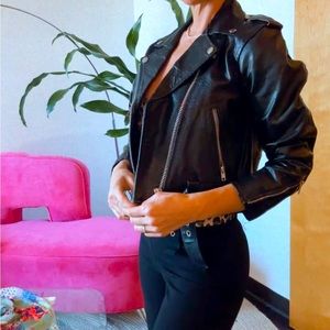 Vintage 100 % Leather cropped motorcycle jackets 3/4 sleeves